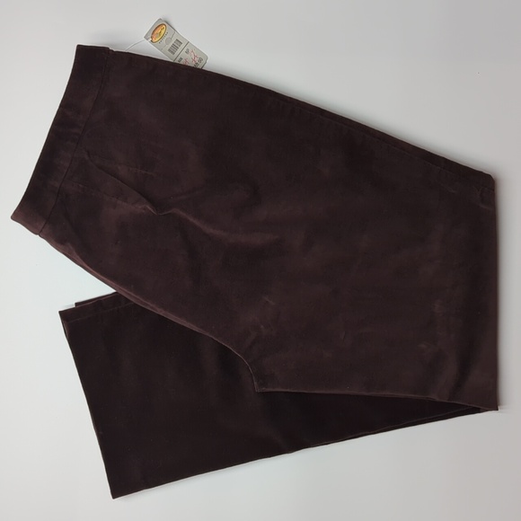 Talbots Petites Straight Leg Pant Brown Cotton Velour Classic Fit Stretch Size 8 - Picture 1 of 8